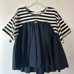 Altar'd State Navy and Cream Striped Top